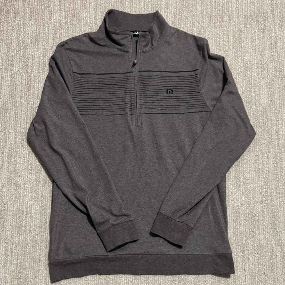 Travis Mathew Men's Size S Coffee Brown Smoke Signals 1/2 Zip Golf Sweatshirt